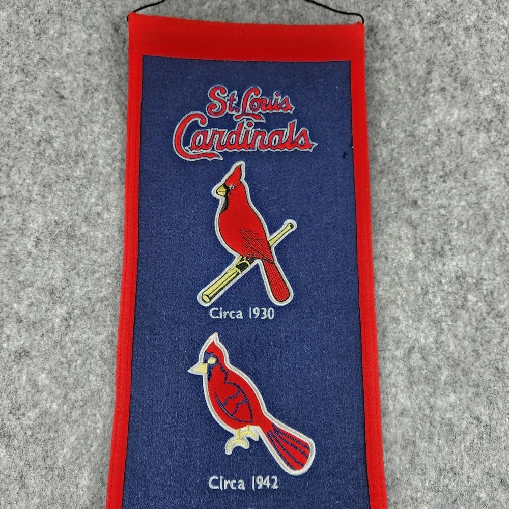VTG Winning Streak St Louis Cardinals Banner MLB Blue Wool Heritage Logo Decor